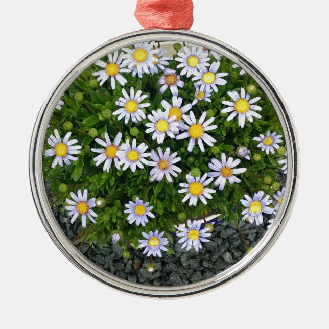 Ornement Métallique Fleurs de Margarita jaune blanc avec cailloux gris (Devant)