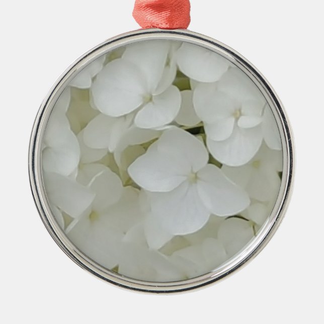 Ornement Métallique Fleurs d'Hydrangée Floral Blanc Élégant Fleur (Devant)