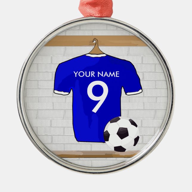 Ornement Métallique Football Club de football blanc bleu personnalisé  (Devant)