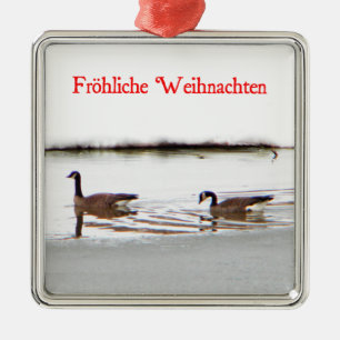 Ornement Métallique Frohliche Weihnachten - Honkers - Oies du Canada