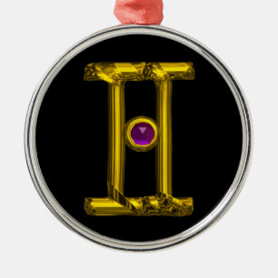 Ornement Métallique GEMINI ZODIAC ANNIVERSAIRE JEWEL Purple Alexandrit