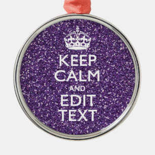 Ornement Métallique Glamour Purple Keep Calm Personnalisé