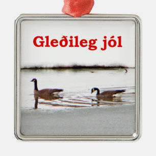 Ornement Métallique Gleðileg jól - Honkers - Oies du Canada