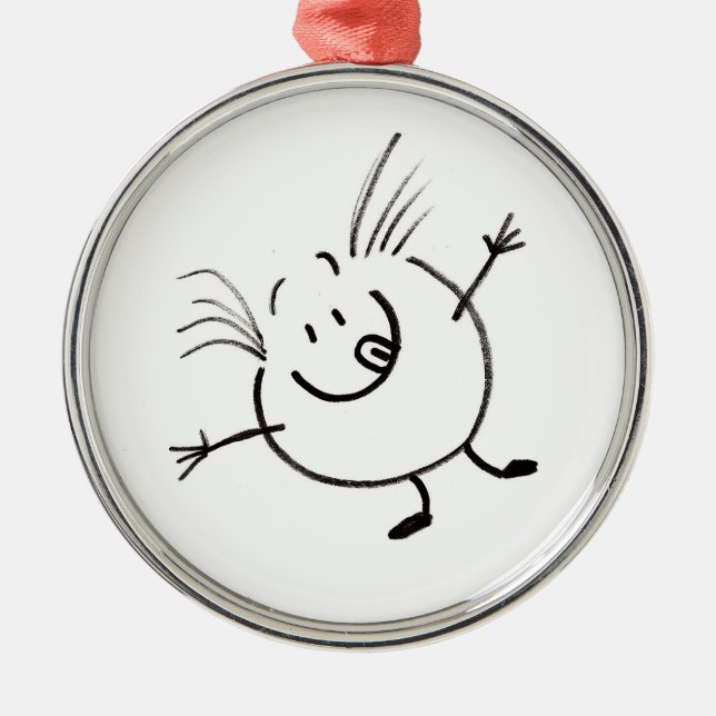 Ornement Métallique Goofy Doodle Guy Arrondi Ornament (Devant)