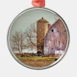 Ornement Métallique Grange vintage et silo