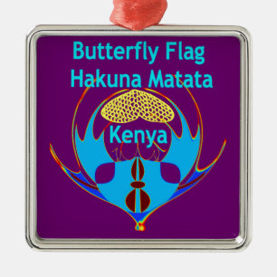Ornement Métallique "Hakuna Matata Kenya" Papillon Art Imprimer/Graphi