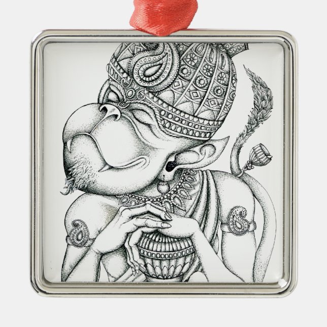 Ornement Métallique Hanuman, Dieu de singe (Devant)