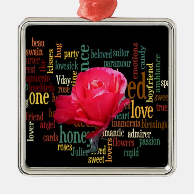 Ornement Métallique Heureuse Sainte-Valentin Aux Roses Rouges Élégante (Devant)