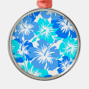 Ornement Métallique Hibiscus Hawaiian Floral Aloha Chemise Imprimer