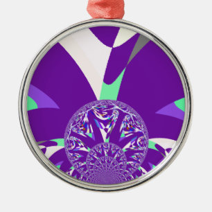Ornement Métallique Imprimante d'art bleu rétro Cyan Kaleidoscope
