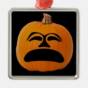 Ornement Métallique Jack o' Lantern Unhappy Face, Halloween Pumpkin