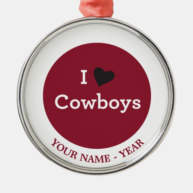 Ornement Métallique J'aime des cowboys (Devant)