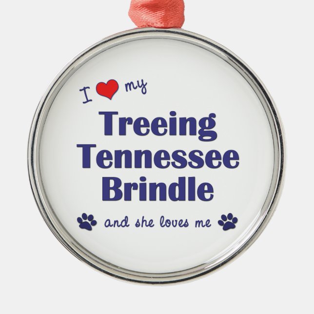 Ornement Métallique J'aime mon Treeing Tennessee Brindle (le chien (Devant)