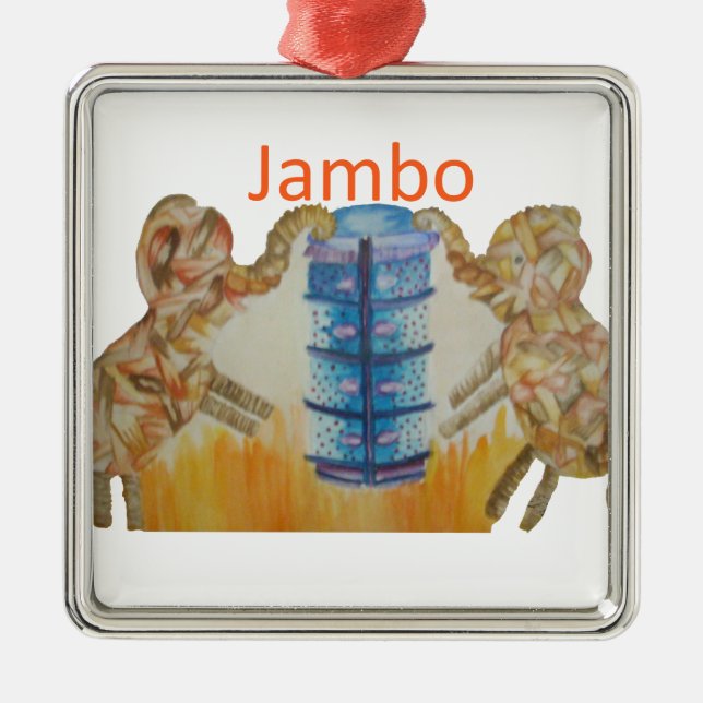 Ornement Métallique Jambo Jumbo African Kids Elephants Art Imprimer (Devant)
