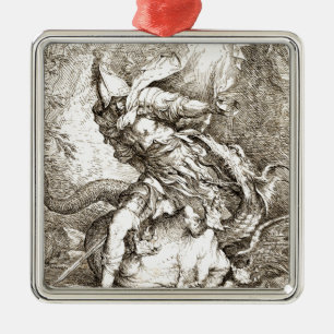 Ornement Métallique Jason et le dragon (gravure à l'eau-forte du 17ème