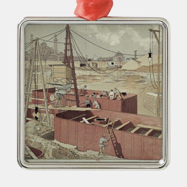 Ornement Métallique Jeter les fondements pour Tour Eiffel (Devant)