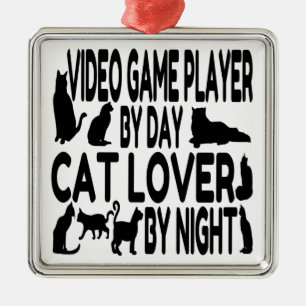 Ornement Métallique Joueur vidéo Amoureux des chats