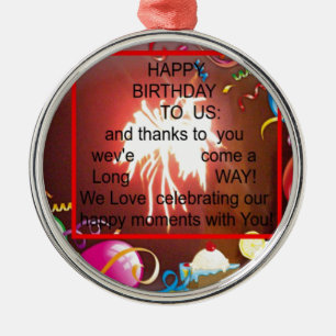 Ornement Métallique Joyeux anniversaire pour nous