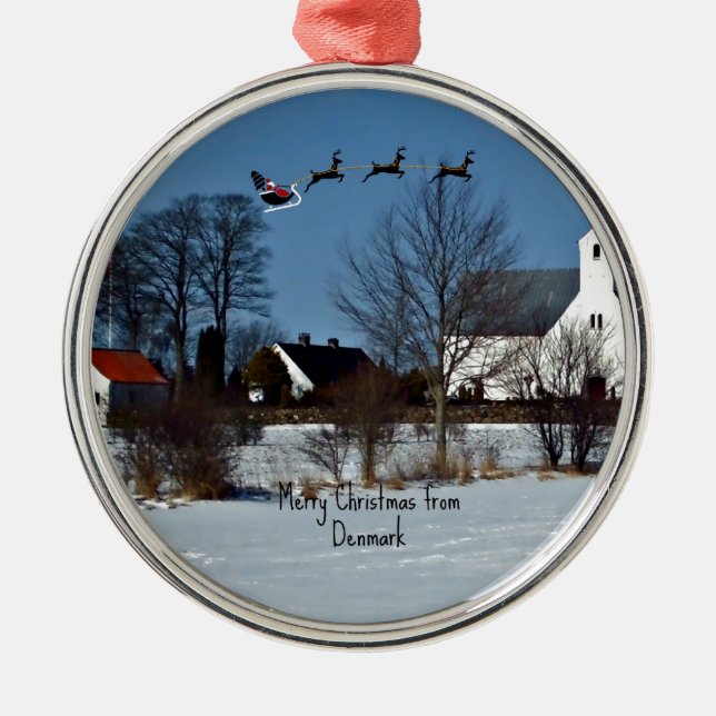 Ornement Métallique Joyeux Noël au Danemark (Devant)