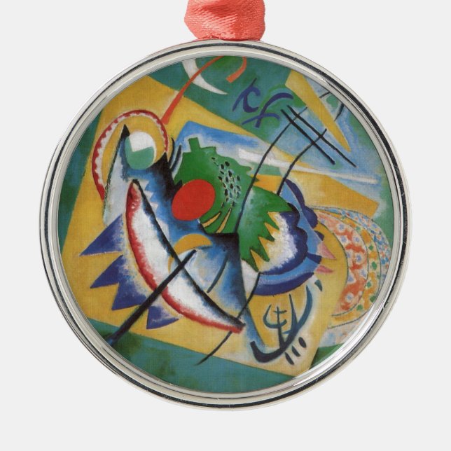Ornement Métallique Kandinsky rouge ovale Abstraite oeuvre d'art vert  (Devant)