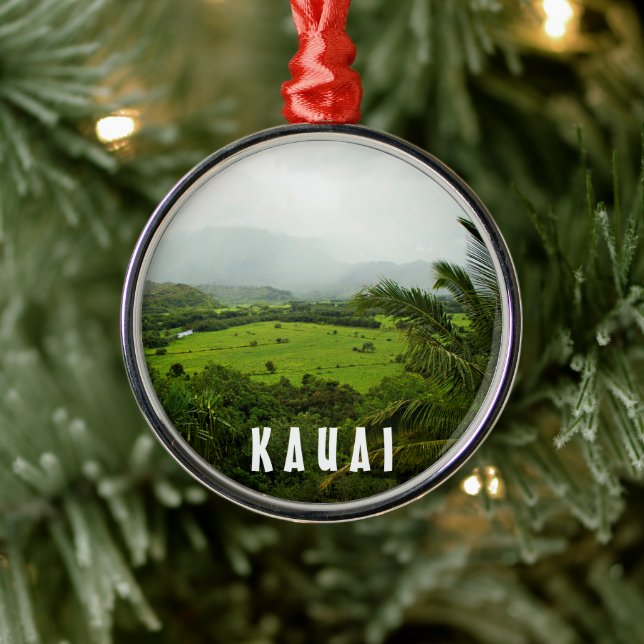 Ornement Métallique Kauai, Hawaï Landscape Scene (Arbre)
