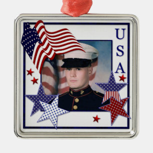 Ornement Métallique KRW Custom Photo Patriotic USA Flag Orament