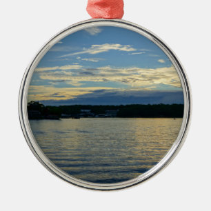 Ornement Métallique Lac Du Coucher De Soleil Bleu D'Ozarks