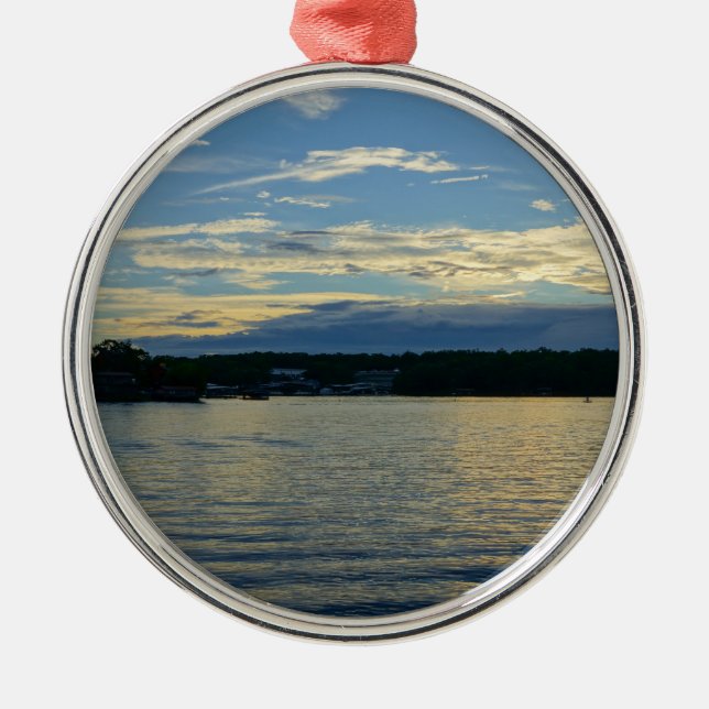 Ornement Métallique Lac Du Coucher De Soleil Bleu D'Ozarks (Devant)