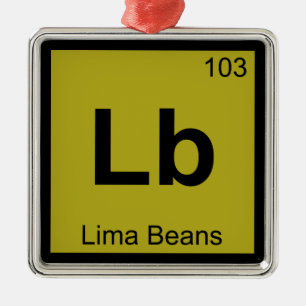 Ornement Métallique Lb - Chimie des haricots de Lima Symbole de table 