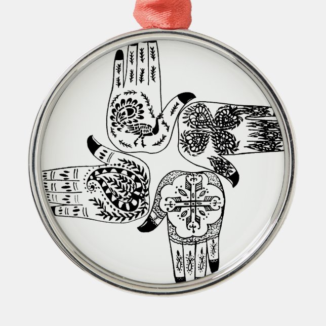 Ornement Métallique Le henné Mehndi remet le mariage peint par (Devant)