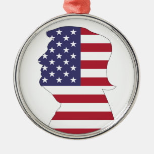 ORNEMENT MÉTALLIQUE LE PRÉSIDENT DONALD TRUMP AMERICAN FLAG