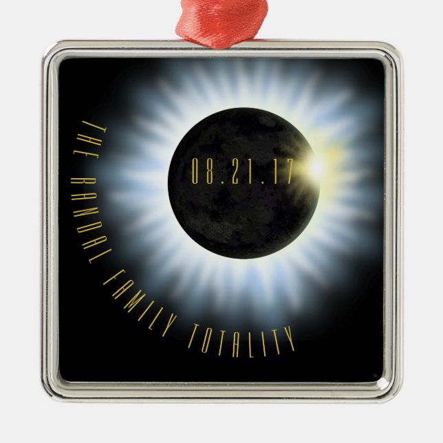 Ornement Métallique L'éclipse de totalité de famille ajoutent le nom (Devant)