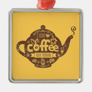 Ornement Métallique Les amateurs de café art vintage rétro café J'aime