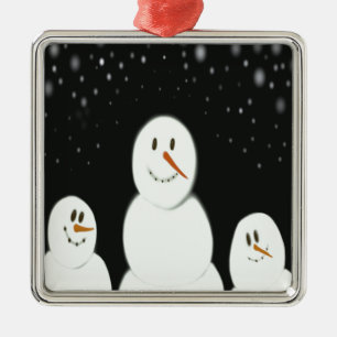 Ornement Métallique Les Snowmen Profitent De La Peinture Nocturne Star