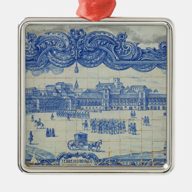 Ornement Métallique Les tuiles d'Azulejos dépeignant le Praca font (Devant)