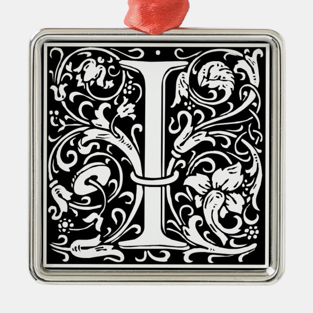 Ornement Métallique Lettre I Monogramme médiéval Art Nouveau (Devant)