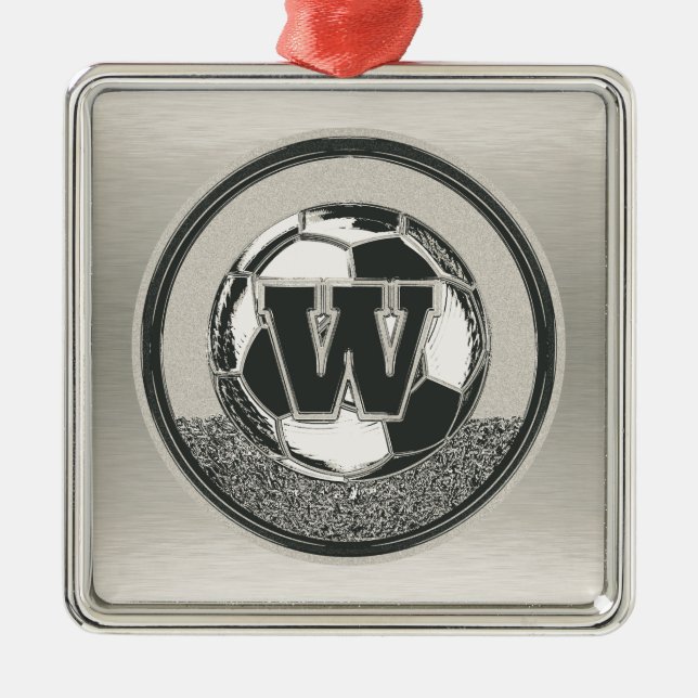 Ornement Métallique Lettre W de monogramme du football de médaille (Devant)