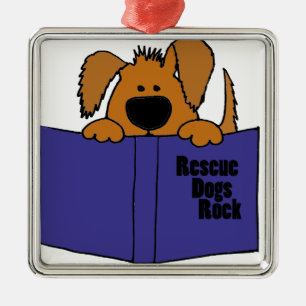 Ornement Métallique Livre drôle de délivrance de lecture de chien de