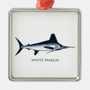 Ornement Métallique Logo de Marlin blanc