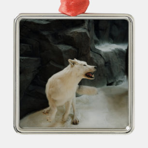 Ornement Métallique Loup blanc