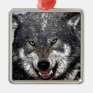 Ornement Métallique Loup sauvage