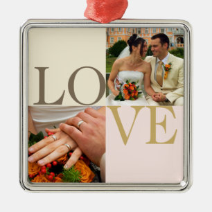 Ornement Métallique LOVE personnalisé photo mariage anniversaire