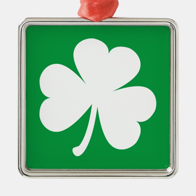 Ornement Métallique Lucky Shamrock irlandais | Vert et blanc (Devant)