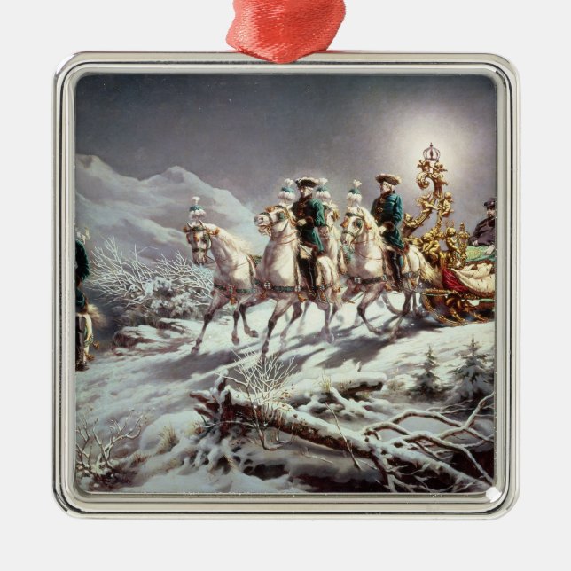 Ornement Métallique Ludwig II de la Bavière Sleighing la nuit (Devant)