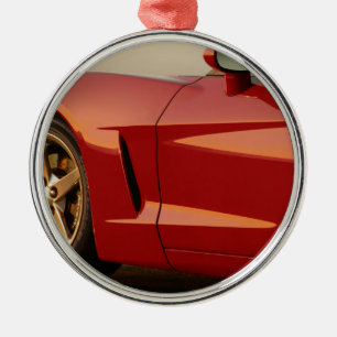 Ornement Métallique Ma Corvette rouge