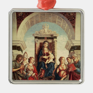 Ornement Métallique Madonna et enfant avec des saints