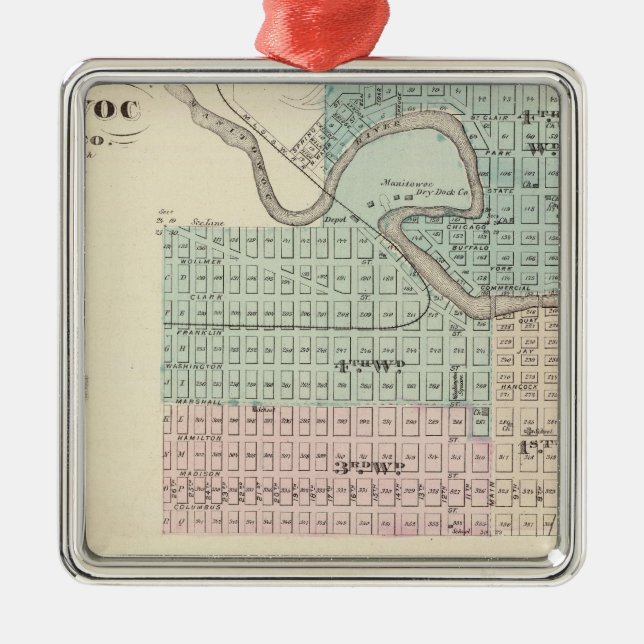 Ornement Métallique Manitowoc, Sheboygan et Hilbert, Wis (Devant)