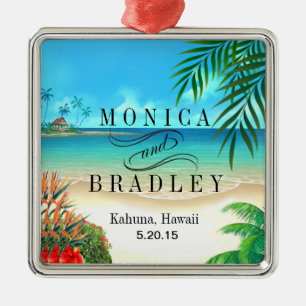 Ornement Métallique Mariage tropical de destination de plage exotique