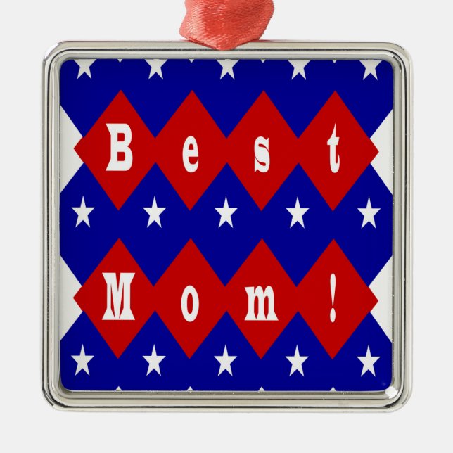 Ornement Métallique Meilleure maman en forme de diamant patriotique (Devant)