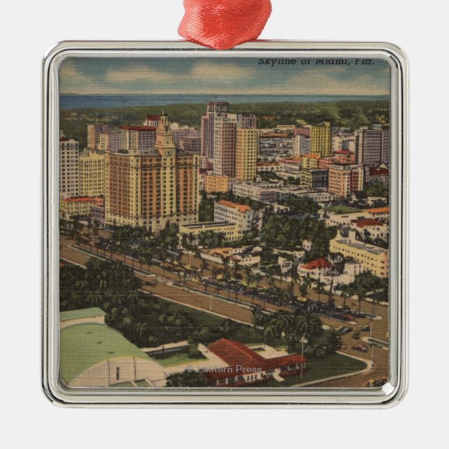 Ornement Métallique Miami, la Floride - vue aérienne du centre ville (Devant)